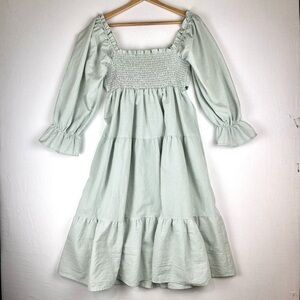 R Vivimos Gingham Check Tiered Smocked Dress Coquette Cottagecore